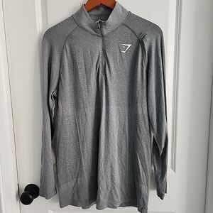 GymShark Vital Seamless 1/4 Zip Pullover Mens Size L Gray Performance Vented